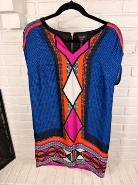 Laundry By Shelli Segal Geometric Shift Dress Womens 6‎ Blue Pink Orange Print